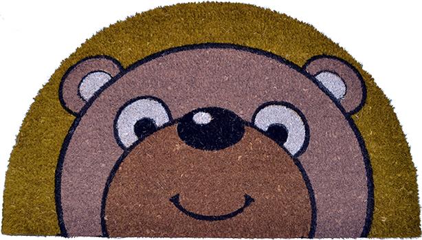 Bear Half Round Vinyl Back Coir Doormat