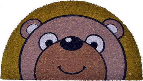 Bear Half Round Vinyl Back Coir Doormat