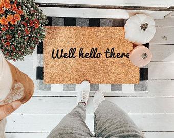 Well Hello There Vinyl Coir Doormat