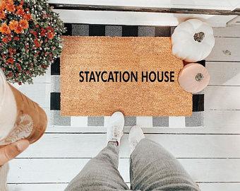 Vinyl Back - Staycation House - Coir Doormat
