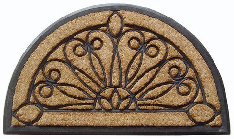 TULIPS HALF ROUND RECYCLED RUBBER BOOTSCAPER DOORMAT (LARGE)