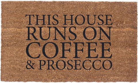 Coffee and Prosecco Vinyl Coir Doormat