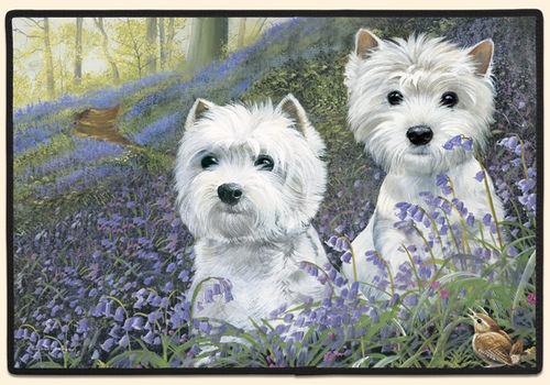Westie Bluebells Polyester Doormat